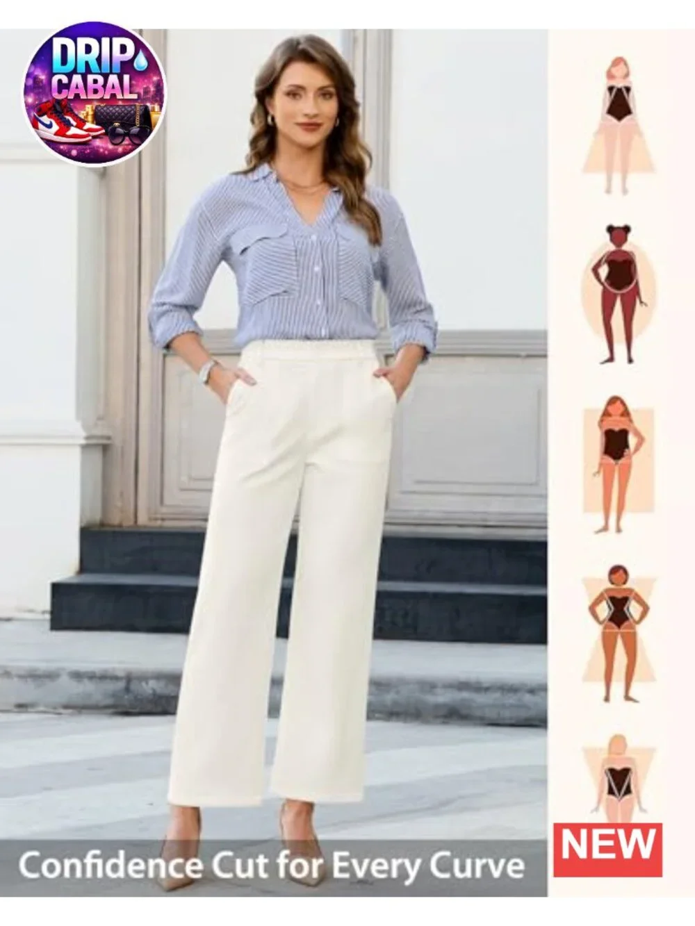 Wide Leg Dress Pants Women High Waisted Elastic Stretch Work Trousers with